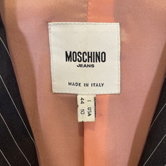 Moschino Vintage Y2K Blazer Jacket Pinstripe Floral Embroidered Runs Small‎ 10 - Picture 3 of 6
